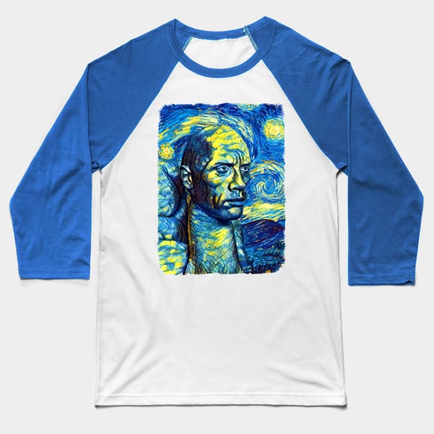 THE ROCK Van Gogh Style Baseball T-Shirt by todos